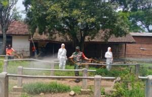 Koramil Pacet Dampingi Tim BPBD Provinsi Semprot Pasar Hewan
