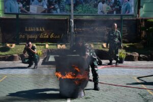Penanggulangan Bahaya Kebakaran, Kodim 0815/Mojokerto Kolaborasi BPBD Gelar Tanggap Bencana