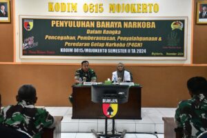 Tingkatkan Pengawasan Bahaya Narkoba, Kodim 0815/Mojokerto Gelar P4GN Semester II TA 2024